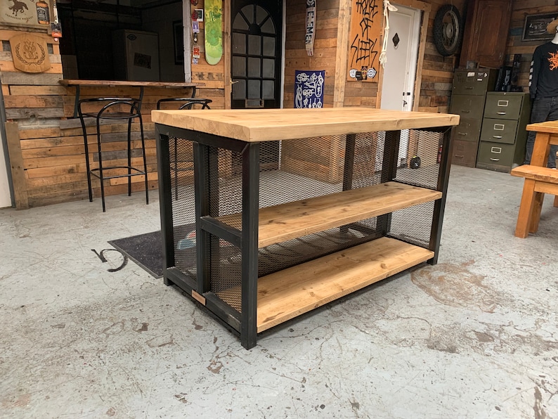 industrial kitchen island with bar