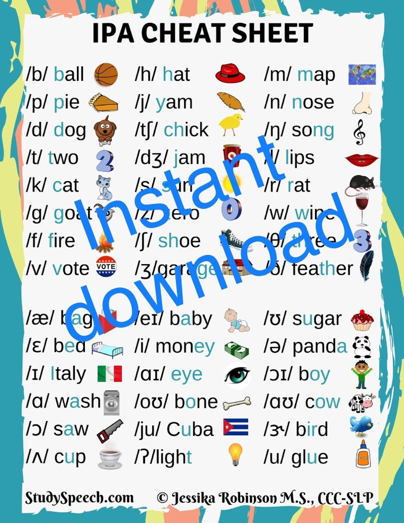 Speech Pathology IPA Cheat Sheet Etsy