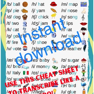 May include: A colorful chart with a white background and black text. The chart is titled "IPA Cheat Sheet" and lists phonetic symbols with corresponding words and images. The words include "ball", "pie", "dog", "two", "cat", "goat", "fire", "vote", "bag", "bed", "Italy", "wash", "saw", "up", "light", "hat", "yam", "chick", "jam", "map", "nose", "song", "lips", "rat", "wire", "shoe", "garage", "feather", "baby", "money", "eye", "bone", "cut", "bird", "glue", and "panda".