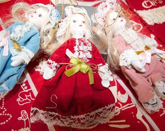 Vintage Christmas Doll Ornaments