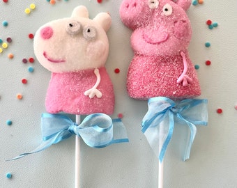 12 Peppa Pig Marshmallow lollipops