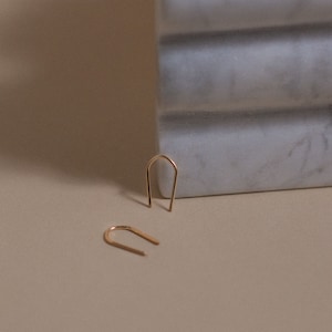 Geometrischer Bogen Ohr-Einfädler / Offene Hoop Ohrringe / Minimalistischer Schmuck Einfache Gold Filled U-förmige Ohrringe / Brautparty Brautjungfer Geschenke