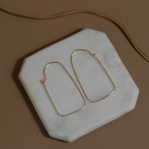 Minimalist Dainty Rectangle Gold Hoop Earrings / Large Statement Geometric Hoops / Minimalist Jewelry Bridesmaid Bridal Party Gifts