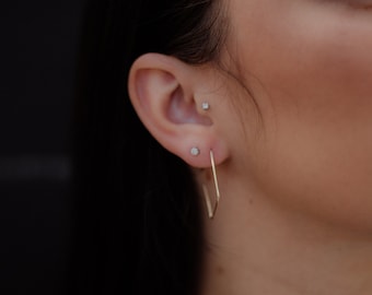 Minimalist Square Hoop Earrings: 14k Gold-Filled, Sterling Silver