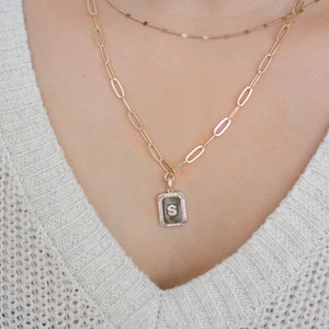 Personalized Gold Initial Necklace for Women,Minimalist Letter Charm Necklace,Chic Custom Square Layering Necklace,Bridesmaid gift for her