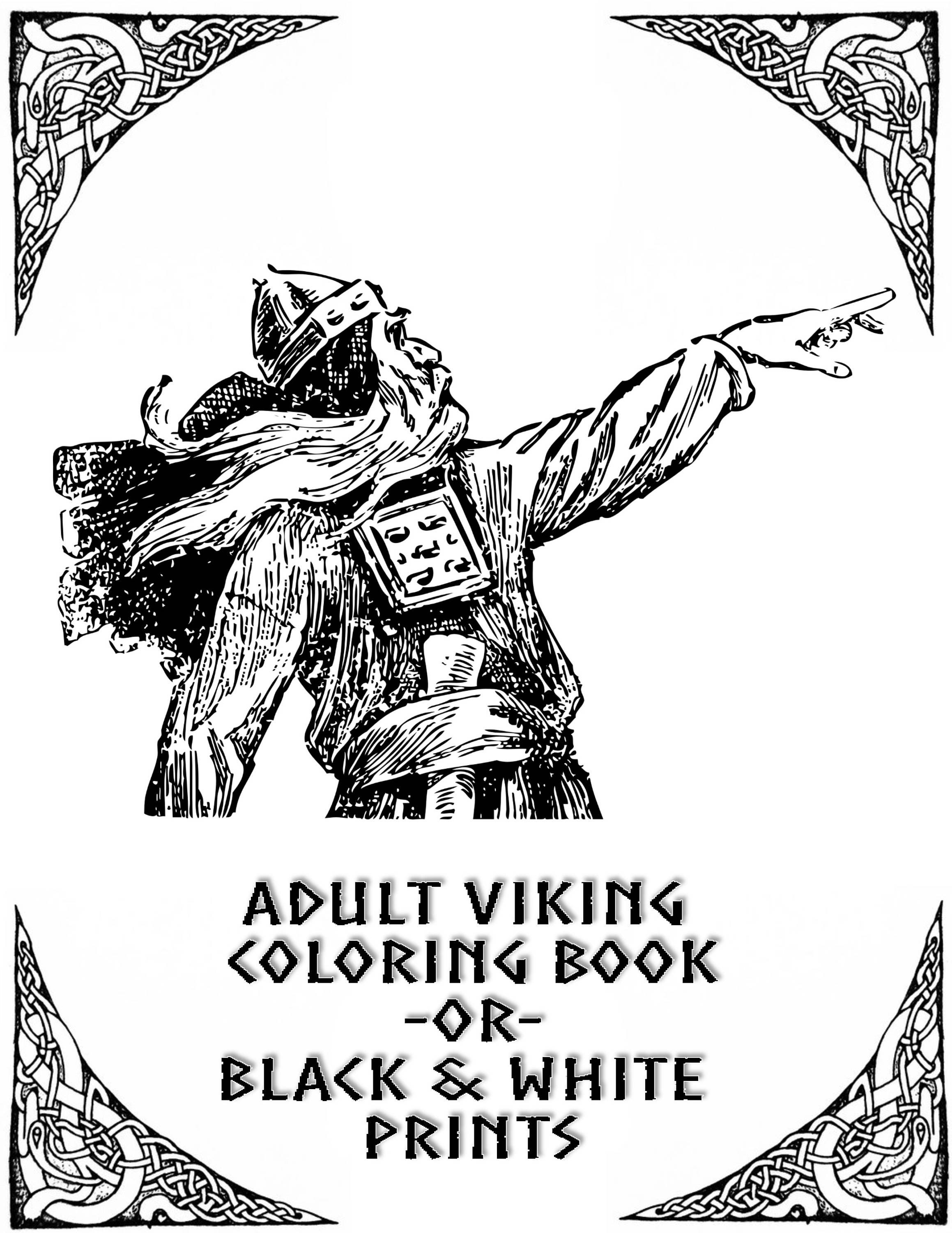 Adult Viking Coloring Pages Viking B&W Prints Viking Art | Etsy