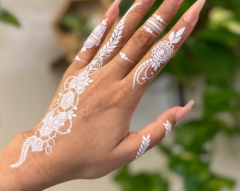 Savarna -- Asymmetrical Customizable henna design arabic | henna, henna tattoo, henna sticker, temporary tattoo, DIY henna, white henna