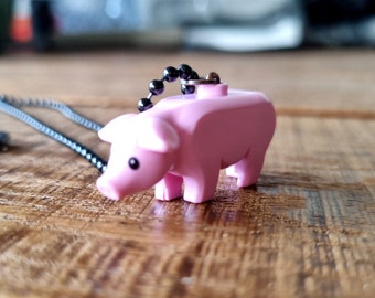 Necklace LEGO pig | ball chain necklace LEGO pig