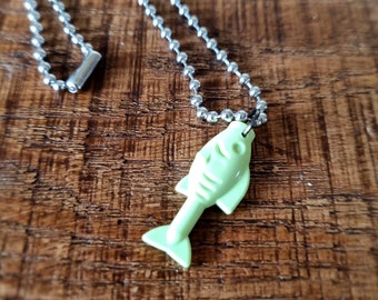 Necklace LEGO fish mint green | ball chain necklace LEGO fish green