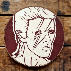 David Bowie / Aladdin Sane wood portrait