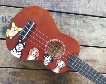 Handmade dogs ukulele