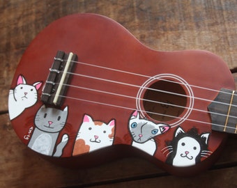 Handpainted Cat ukulele