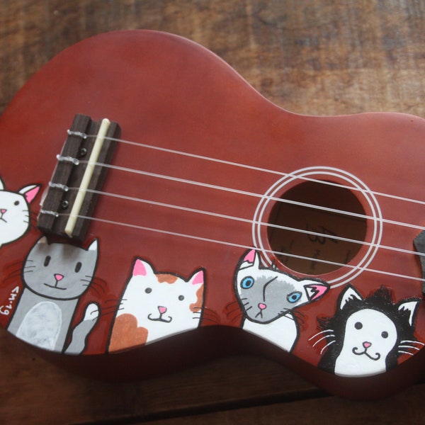Handpainted Cat ukulele