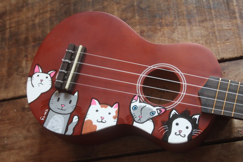 Handpainted Cat ukulele image 1