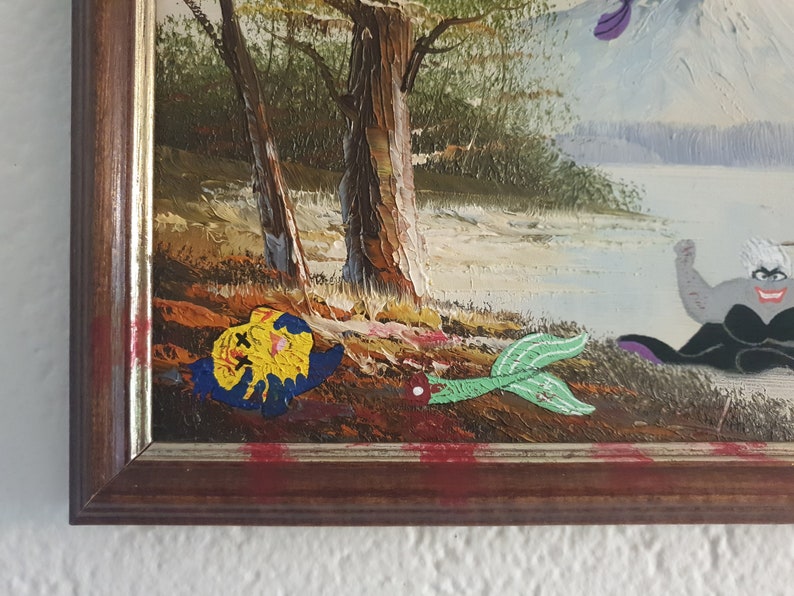 Handpainted macabre Little Mermaid / Ariel landscape painting image 4