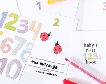 Numbers Baby Shower Book, Printable Shower Activity, Baby Book, Baby Shower Download, Baby Shower Game, Printable 123 Book, DIY Numbers Book