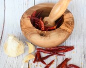 Olive wood mortar and pestle classic style-kitchenware-herb grinde-parents gift, wedding anniversary gift