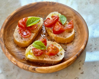Hand Carved Olive Wood Plates: Appetizer Serving Set Christmas gift
