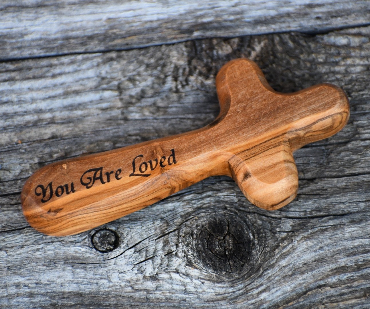 Custom Olive Wood Comfort Cross: Holy Land Faith Gift - Etsy
