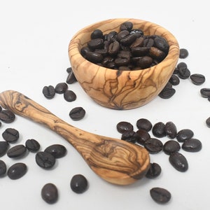 Olijfhouten koffieset, kruiden, cadeau-idee, zoutlepel 5e verjaardag houten lepel gratis verzending handgemaakte cadeaus vaderdag