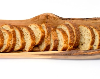 Handmade Olive Wood Bread Bowl: Rustic Kitchen Serving Tray (11 inch)