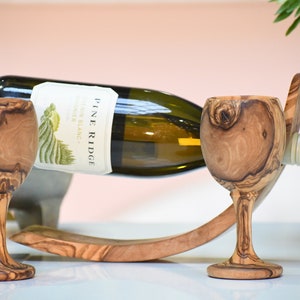 Ensemble de coupes de communion Bethléem, ensemble de calices à vin en bois d'olivier, idées cadeaux, porte-bouteilles de vin, gobelet vintage, 5e anniversaire, fête des pères des jeunes mariés