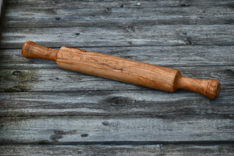 Same Day Shipping Olive wood rolling pin Bakery Pastry pizza dough Chefs best tool unique gift 5th anniversary Mother day image 1