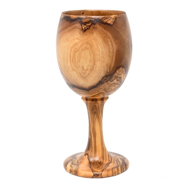 Coupe en bois naturel de Bethléem, calice à vin en bois d'olivier - Idées cadeaux de qualité supérieure - gobelet de style médiéval, 5e anniversaire de la fête des mères