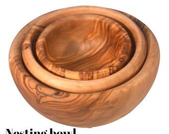 Best Seller Olive Wood Nesting bowl set Christmas Day gift wedding housewarmings Dipping Bowl Set| Pinch Bowls | Wooden Salad Bowl Set