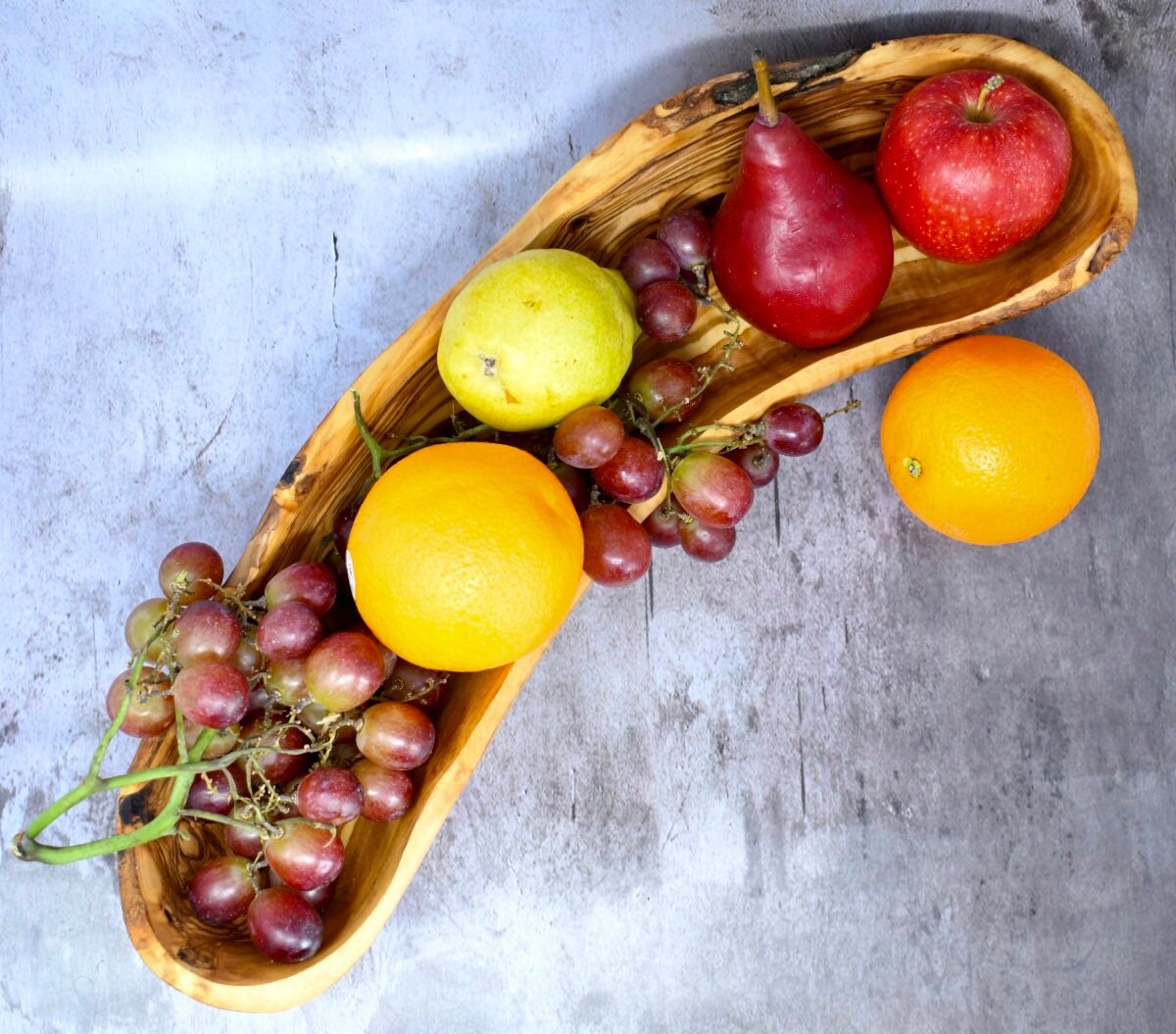 Curved Olive wood basket bread bowl serving fruit tray rustic Etsy