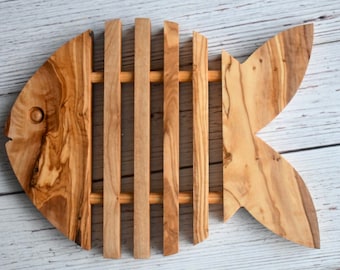 Handmade Olive Wood Trivet: Rustic Kitchen Hot Pad