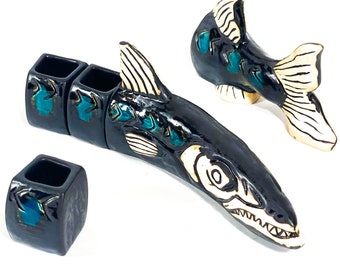 Barracuda Shot Glass Set (of 5) Black and Blue - edition of 100