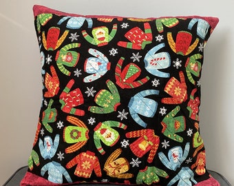 Ugly Christmas Sweater Pillow, Christmas Pillow Cover, Holiday Pillow, 20 x 20 Pillow cover