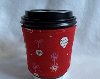 Christmas Ornaments Coffee Sleeve, Coffee Cozies, Reusable Coffee Sleeve