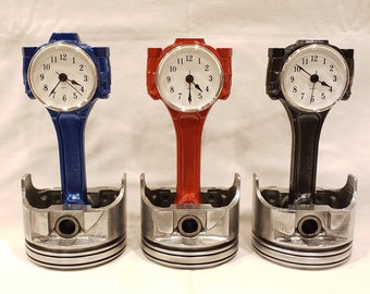 Piston Clock. Chevy 327ci. Desk clock, Automotive Parts decor, Clocks, 305ci,454ci,5.3L, 4.8L, Man Cave, Car Part Art, Hot Rod, NHRA, Racing