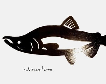 Salmon Wall Art 20" Hand Made Metal Sign, Metal wall art, Fish Sculpture, Sockeye, Trout, Metal Fish, Fishing, Salmon art, Metal Art.