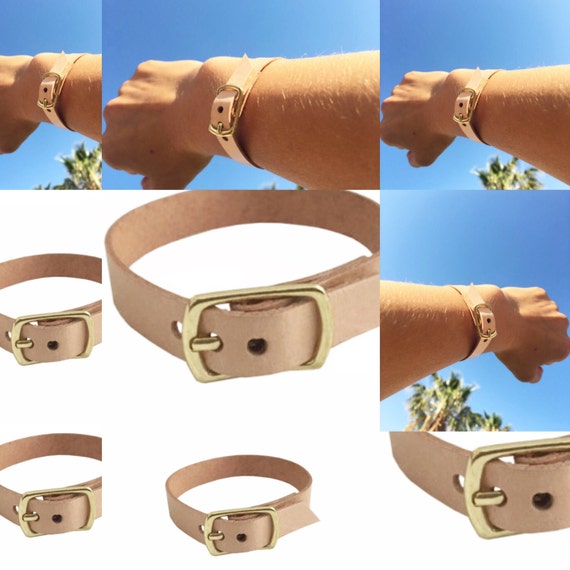 Items similar to Leather belt bracelet on Etsy