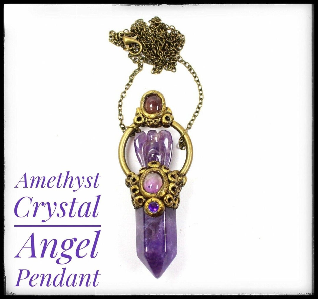 Angel Pendant, Amethyst Angel Pendant, Angelic Reiki Pendant, Hand Made