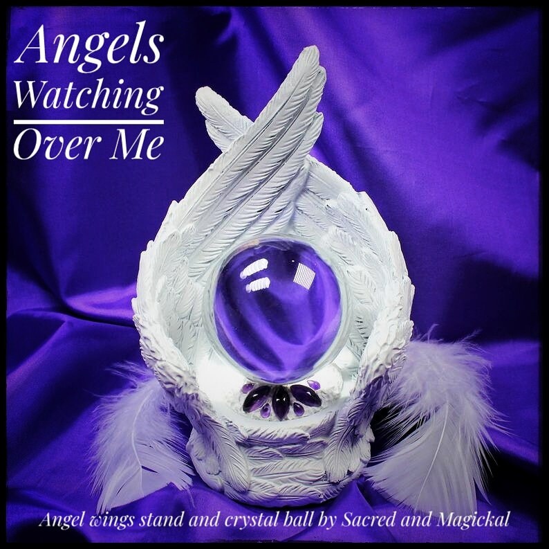 Angel Crystal Ball Angelic Reiki Angel wings with Glass | Etsy