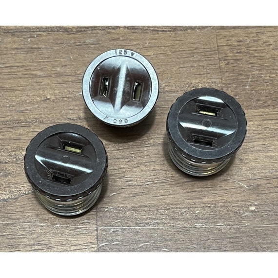 3 Vintage NOS Snap It Bakelite Electric Screw in 2 Prong Plug 