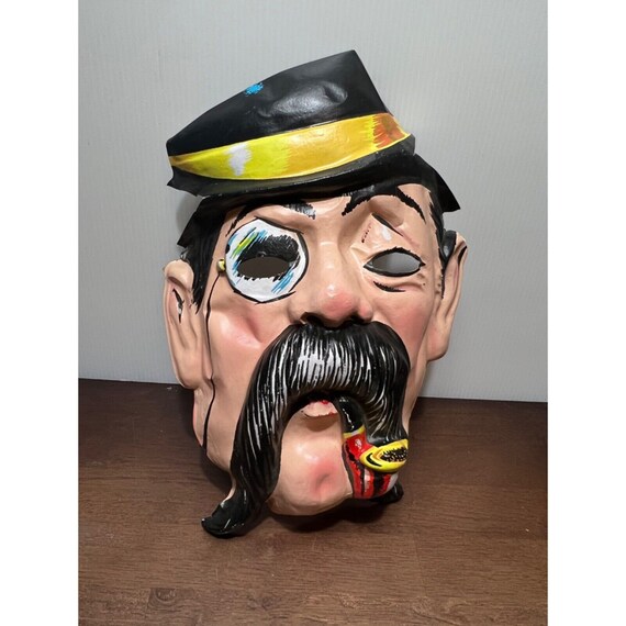Vintage Plastic Halloween Mask Old Man With Pipe & Monocle Etsy