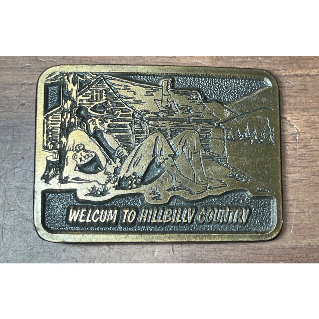 Vintage 1975 ODEN Brass Belt Buckle welcum to Hillbilly Etsy