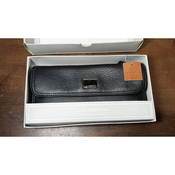 Vintage Liz Claiborne Black Leather Wallet new in Box Etsy