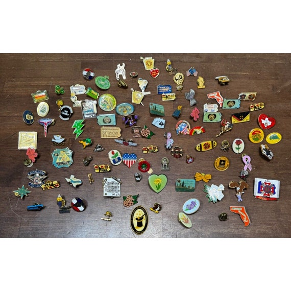 Assorted Vintage Pin flair Lot of 100+ pieces arm… - image 1