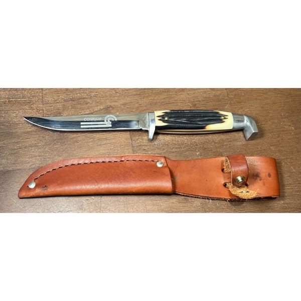 Vtg Conrail Railroad QUEEN cutlery U.S.A Fixed Blade Knife w/sheath Memorabilia *Great Gift Idea*