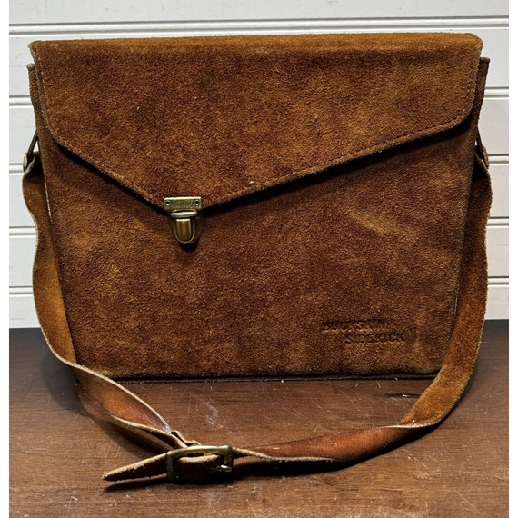 Vintage Large Suede leather Hard Sided BUCKSKIN S… - image 1