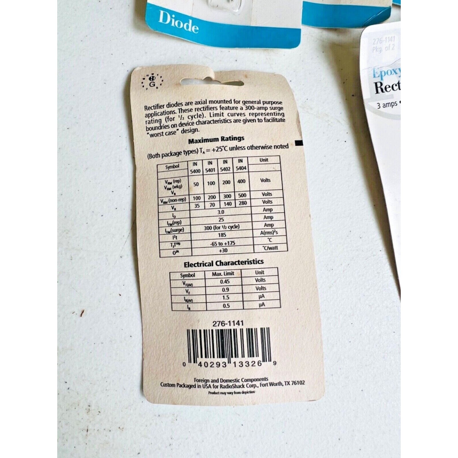 NEW Radio Shack 276-1141 Epoxy Rectifier Diodes 3 Amps NOS 19 - Etsy