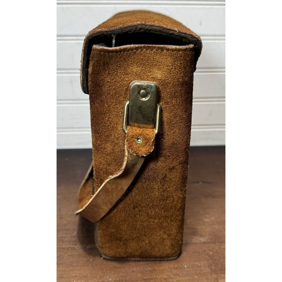 Vintage Large Suede leather Hard Sided BUCKSKIN S… - image 5