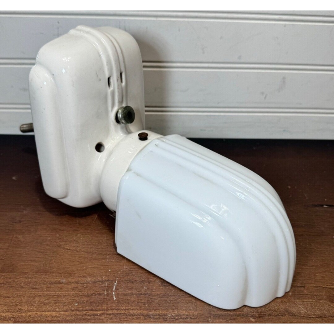 Vintage Porcelain Bathroom Wall Light Fixture Sconce With Outlet Art ...