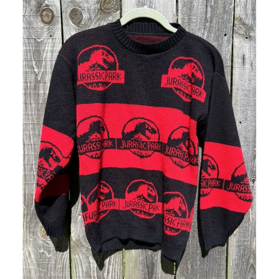 Vintage Jurassic Park 1990s Youth Sz Children Knit Sweater